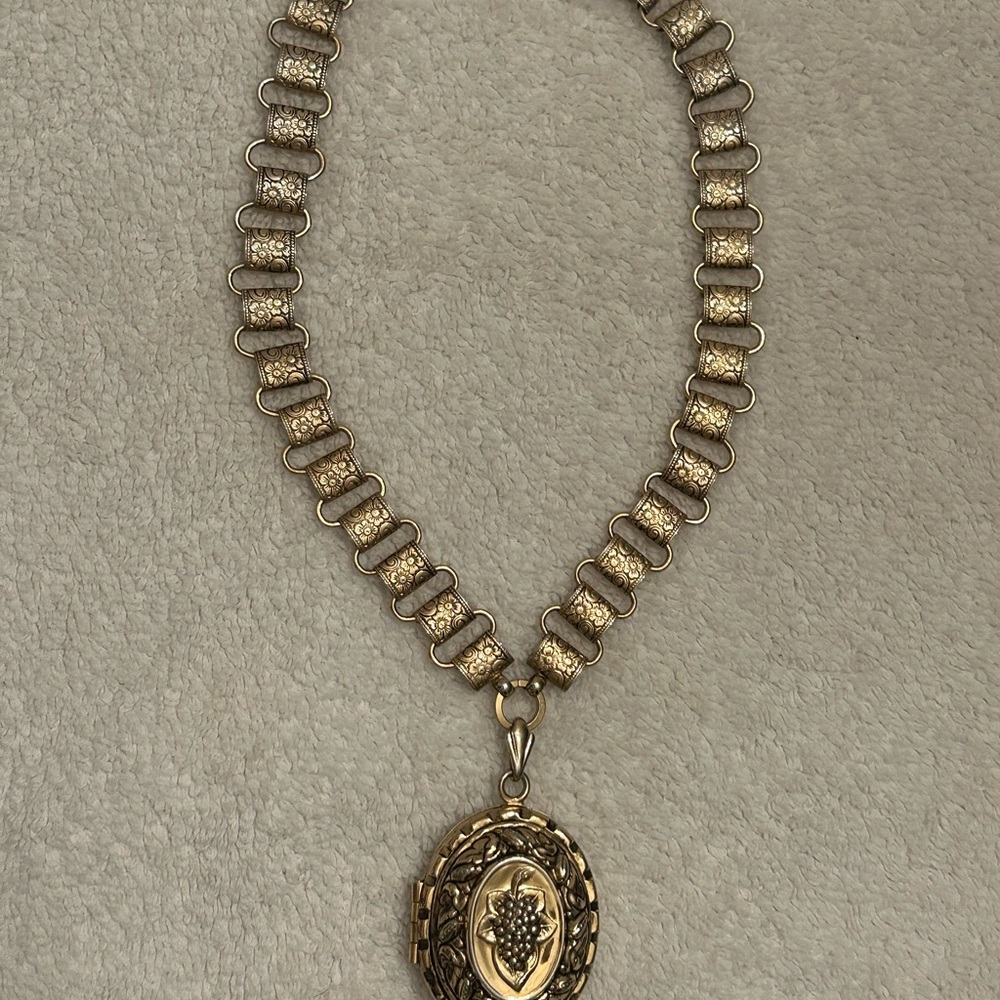 Vintage Gold bookchain  Locket Necklace